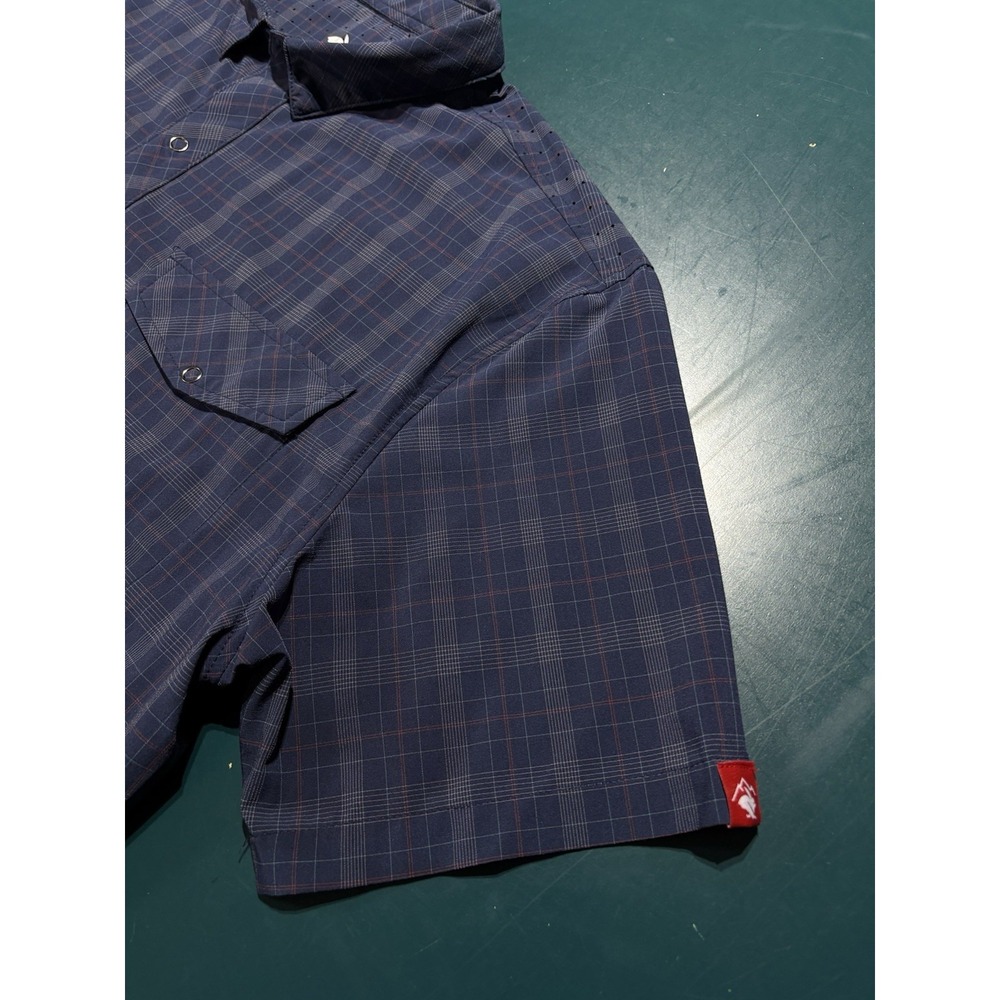 Rabbit High Country Vented Shirt Mens Large Blue Plaid Snap Trail Running Hiking - Picture 6 of 15